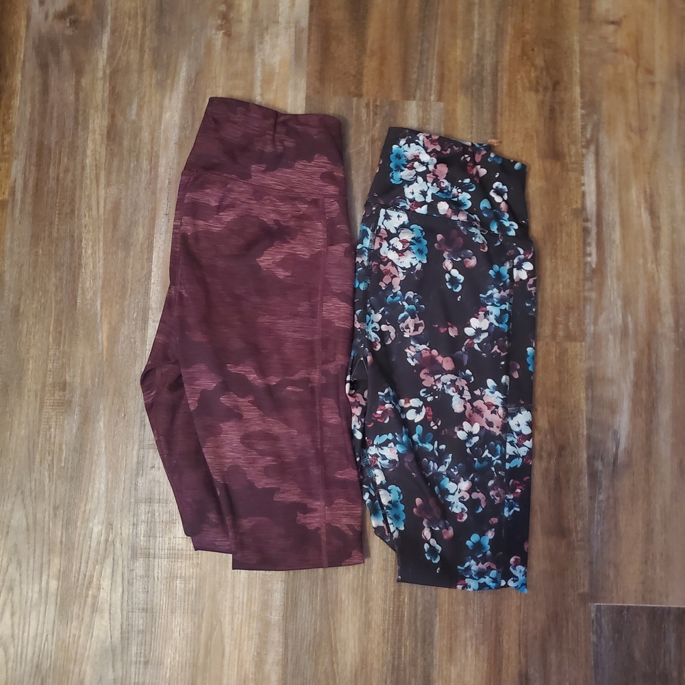 Avia Burgundy and Floral Leggings